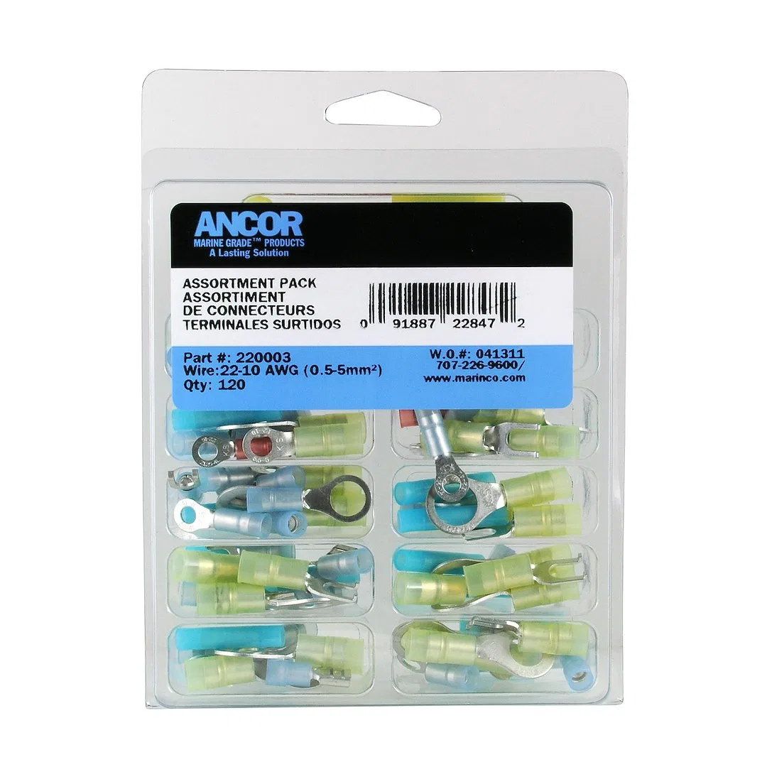 220003 – ANCOR Wire Terminal End, Nylon Insulated Double Crimp Funnel Entry With Assorted Butt Connectors/ Ring Termi...